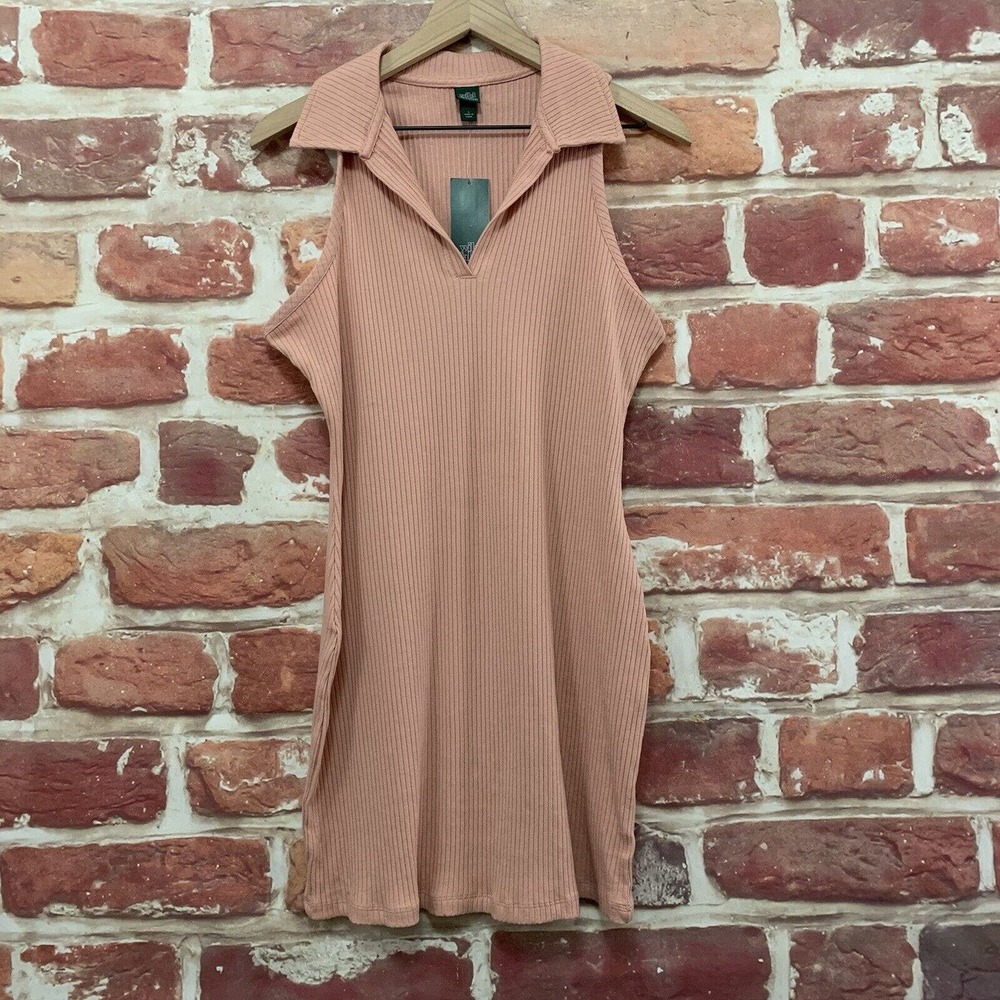 Wild Fable Dress Women's Large Pink Ribbed Everyday Stretchy Sleeveless Pullover